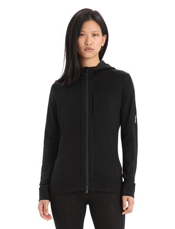 Sweat À Capuche Icebreaker Merino Quantum III Long Sleeve Zip Femme Noir | FR 1678WNBY